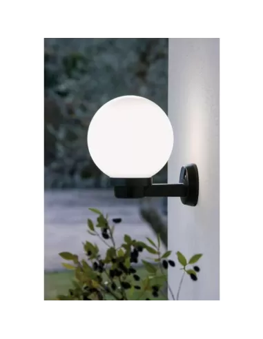 Ivela 1200-24 Wandleuchte 20 schwarze Basis Kugel 200 Opal