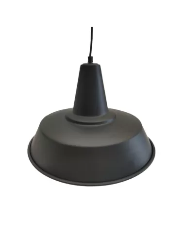 Suspension Elleluce avec chapeau chinois noir, diamètre 40 cm, câble et rosace E27, intérieur blanc