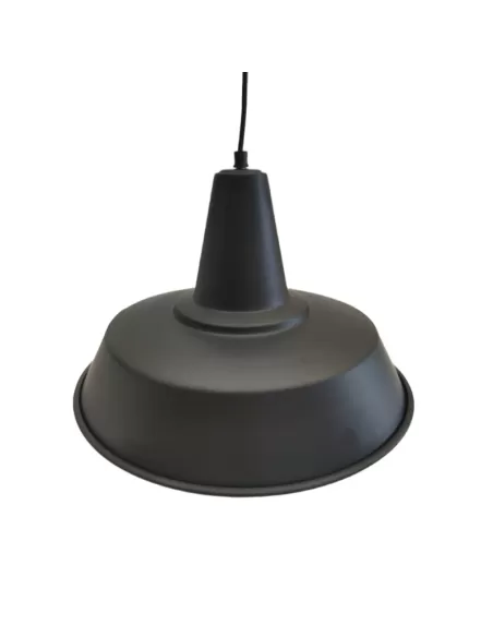 Suspension Elleluce avec chapeau chinois noir, diamètre 40 cm, câble et rosace E27, intérieur blanc