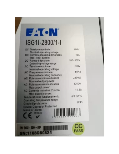 Onduleur photovoltaïque Eaton 134831 Isg1i-2800/1-i 2800 W IP43