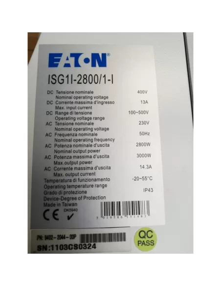 Eaton 134831 Isg1i-2800/1-i inverter fotovoltaico 2800w ip43