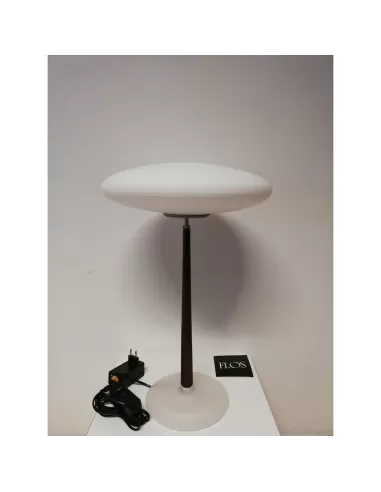 Flos a4570000 pao t2 table lamp 12v 75w g6.35 with wooden stem and satin glass diffuser