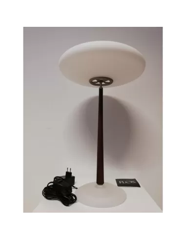Flos a4570000 pao t2 table lamp 12v 75w g6.35 with wooden stem and satin glass diffuser