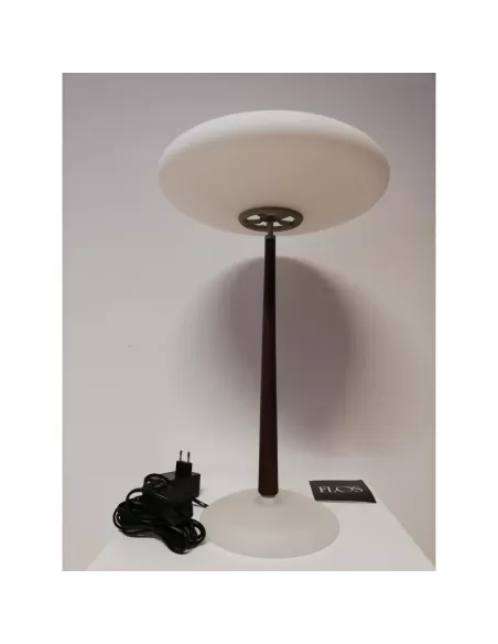 Lampe de table Flos a4570000 pao t2 12v 75w g6.35 avec pied en bois et diffuseur en verre satiné