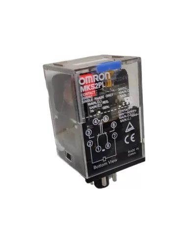 Relais Omron MKS2PIDC24-23935, 2 vitesses, 10 A / 24 V CC, bouton de test octal