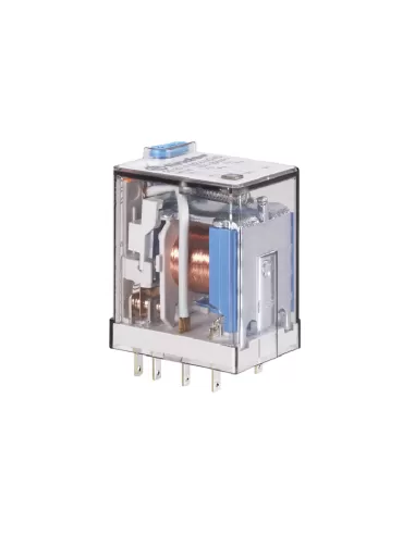 Relais industriel Finder 553290120074, bouton de test mécanique à double indicateur LED, 12 V CC, 2 contacts, 10 A