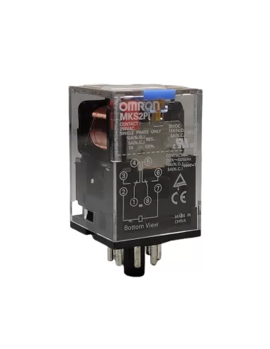 Relais Omron MKS2PIAC24-23934 bidirectionnel, 10 A/250 V, bouton de test octal
