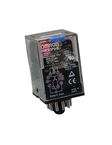 Relais Omron MKS3PI5AC110-239 triphasé, 10 A/110 V CA, bouton de test non détaré