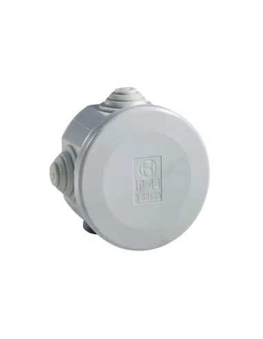 Boîte de jonction ronde Bocchiotti b04461, diamètre 65 x 35 mm, grise, IP44
