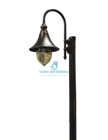 Moretti Luce 861.24.1 lamppost h 248cm black color, light body 1xe27 smoked diffuser