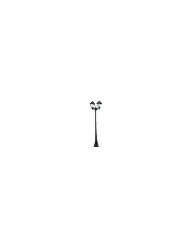 High pole série carrée 2 lumières e27 aluminium noir verre transp ip43