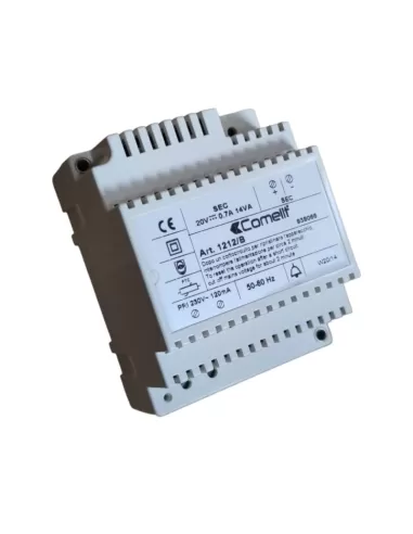 Alimentation Comelit 1212//b, entrée 20 Vcc 14 VA, 230 Vca