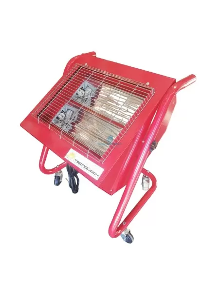 Imex stufa elettrica a infrarossi 2x1500w rossa con ruote