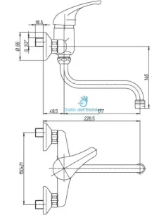 Paini chrome wall-mounted sink mixer (creta100) 2