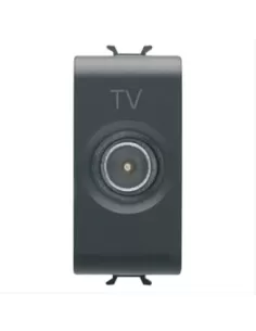 Prise TV Gewiss GW1262, câble traversant 1 m, connecteur mâle 5 dB, diamètre 9,5 mm, référence GW12362 Chorus Black