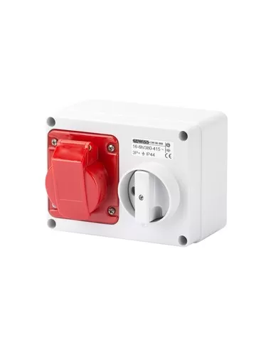 Gewiss horizontal interlocked socket with base 2p t 16a 400v 9h without fuse holder base gw66007 interlocked