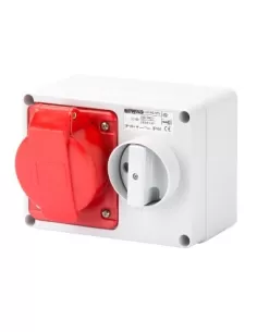 Gewiss horizontal interbl socket with bottom 2p t 32a 400v 9h ip44 without fus holder base gw66018