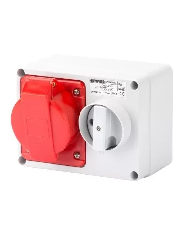 Gewiss prise interbl horizontale avec fond 2p t 32a 400v 9h ip44 sans socle porte-fusible gw66018