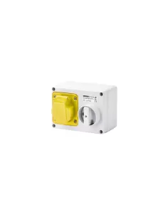 Gewiss horizontal interbl socket with bottom 2p t 16a 110v 4h ip44 without fus holder base gw66001