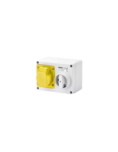 Gewiss horizontal interlocking socket with bottom 2p t 16a 110v 4h ip44 without fuse holder base gw66001