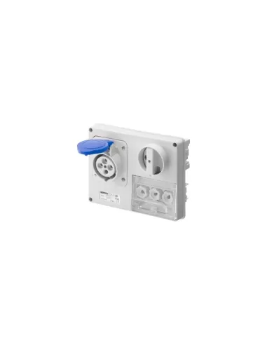 Gewiss horizontal interlocking socket without bottom 3p n t 32a 230v 9h ip44 with fuse holder base gw66139
