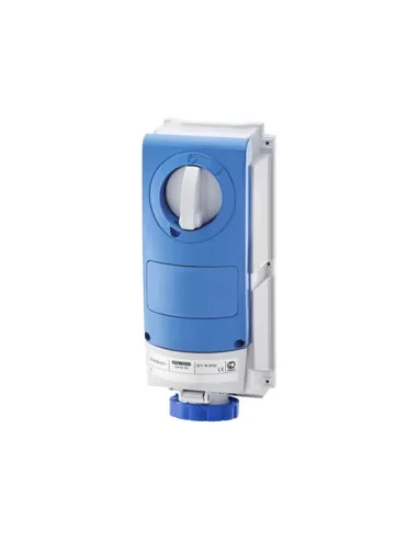 Prise verticale à verrouillage Gewiss IP66 sans fond, triphasée, 16 A, 230 V, 9 h, sans porte-fusible, pour applications intensi