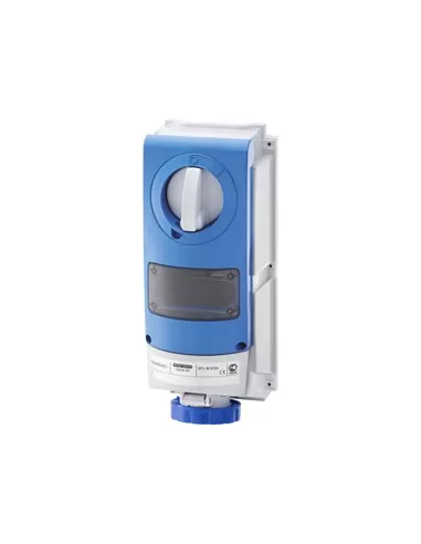 Prise verticale à verrouillage Gewiss IP66 sans fond 3P T 32A 230V 9H - Équipement modulaire pour applications intensives GW6683