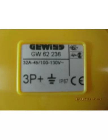 Base de enchufe fija Gewiss 10ø empotrada estanca 3p t 32a 110v 4h gw62236 bases industriales