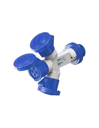 Multiplicador estanco de 3 vías Gewiss 3p n-t 16a 230v gw64026 adaptadores industriales