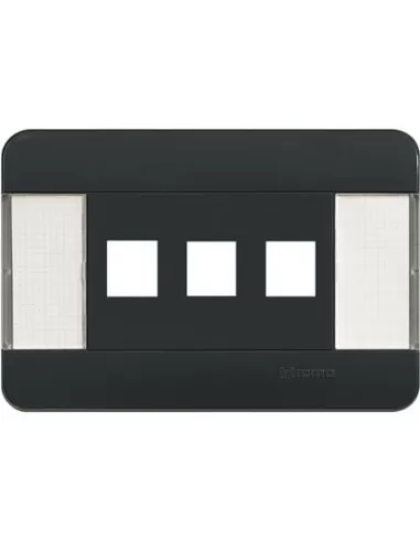 Bticino btnet self-supporting 3-seater black keystone plate c9803//tgr