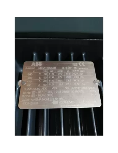 Moteur électrique ABB 11 kW 6 pôles IP55 aluminium IE3 400//690 V 3GAA163052-ADK sans bride