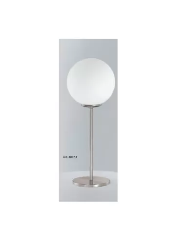Antea luce 4857 1 table lamp nickel structure sphere white satin glass e14 40w
