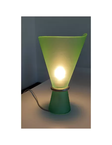 Pastel green glass table lamp with matt nickel ring, E14, S73