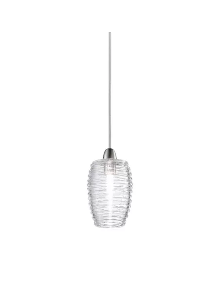 Suspension Vistosi SPDAMASPNENI en verre damassé, cristal, fils noirs et structure en nickel 1xg9