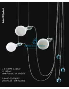 Debsch luz yy10002/21 suspensión 2 puntos con cristales azules e27g120 2x150w