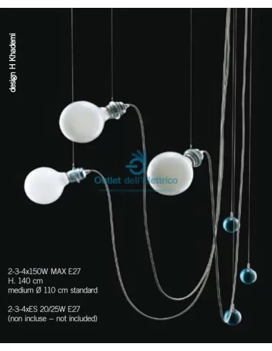 Suspension Debsch light yy10002/21 à 2 points avec cristaux bleus e27g120 2x150w