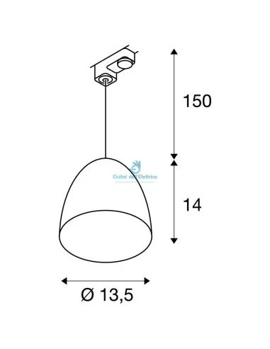 Slv 153140 Para cône 14 suspension ronde noir/or