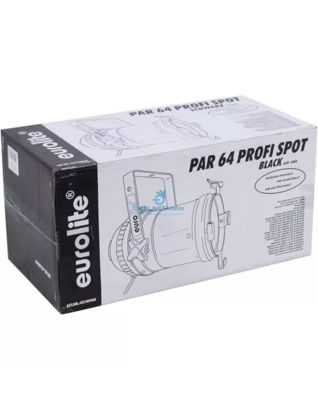 Eurolite 42100960 par 64 long spot luce con cavo nero faro par64 gx16d 230v nero max 1000 eco