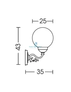 Moretti luce 220.5.O lampada da parete bianca con sfera opale e27 ip43 2