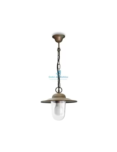 Moretti luce 1362.t.ar  lampada a sospensione ottone anticato ramato vetro trasparente e27 ip44 75w