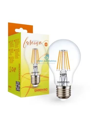 Shanyao 4786 Lampadina a filamento 8W A60 E27 3K