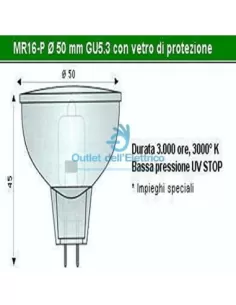 Wimex 4201362 Dicr.d50 gu5,3 20w 230v con cristal 2