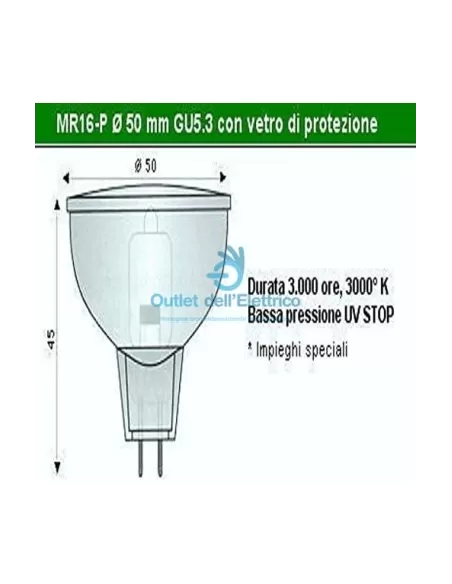 Dicr.d50 gu5,3 20w 230v c/vetr