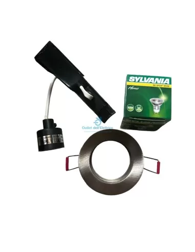 Lumiance faretto acciaio spazzolato par51 gu10 max 50wcon lampada