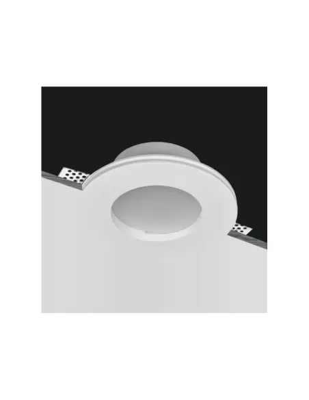Faretto incasso in gesso tondo c/ vetro gu10 c/staffe regolabili per cartongesso diam.120mm Prof.60mm Faretto incasso in gesso tondo c/ vetro gu10 c/staffe regolabili per cartongesso diam.120mm Prof.60mm