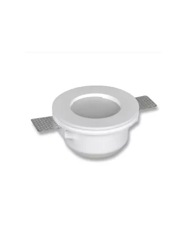 Faretto incasso in gesso tondo c/ vetro gu10 c/staffe regolabili per cartongesso diam.120mm Prof.60mm