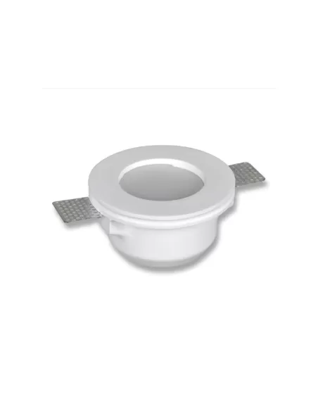 Faretto incasso in gesso tondo c/ vetro gu10 c/staffe regolabili per cartongesso diam.120mm Prof.60mm Faretto incasso in gesso tondo c/ vetro gu10 c/staffe regolabili per cartongesso diam.120mm Prof.60mm