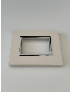 Marlanvil 7253.T.AC.C Placca qube 3P techno solid avorio chiaro cornice cromata