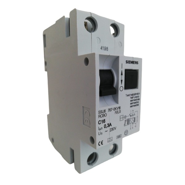 Siemens 5su67670kv16 interruttore differenziale magnetotermico 1p+N 16a 0,3a 6ka  rcbo