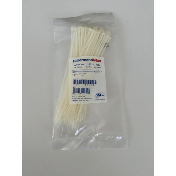 Hellermann Tyton Cable Tie 200x2 5 natural t15l (price per cable tie, minimum purchase 100 pieces)